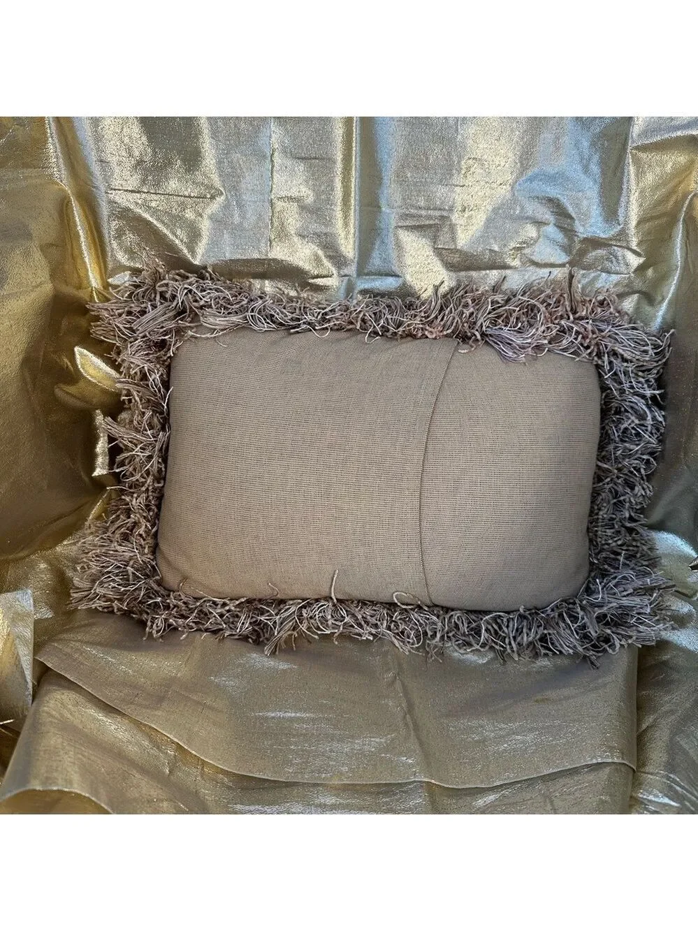 Vintage Red Holiday Pillow w/Gold Fringe ‘Joy to the World, the Lord is come!’